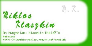 miklos klaszkin business card